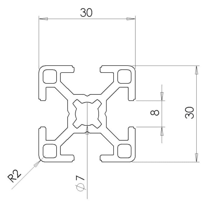 BR 30 x 30 Black anodised profile - KJN Aluminium Profile