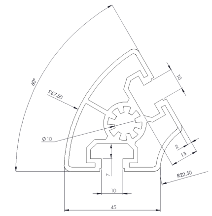 BR 45 x 60 Degree Aluminium Profile