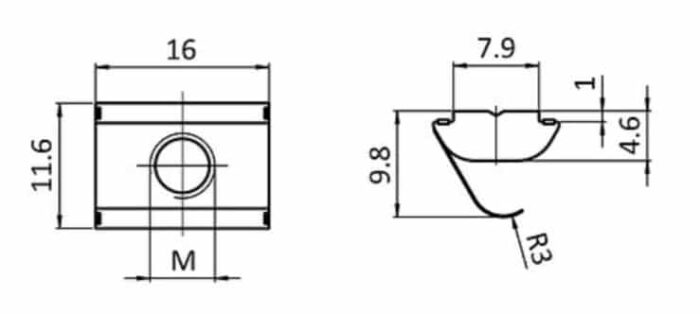 Contained Spring Sliding Block M5 SLIDE BLOCK WITH SPRING - KJN Aluminium Profile